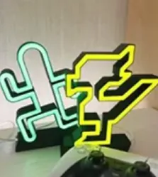 Custom neon sign with pixel art characters